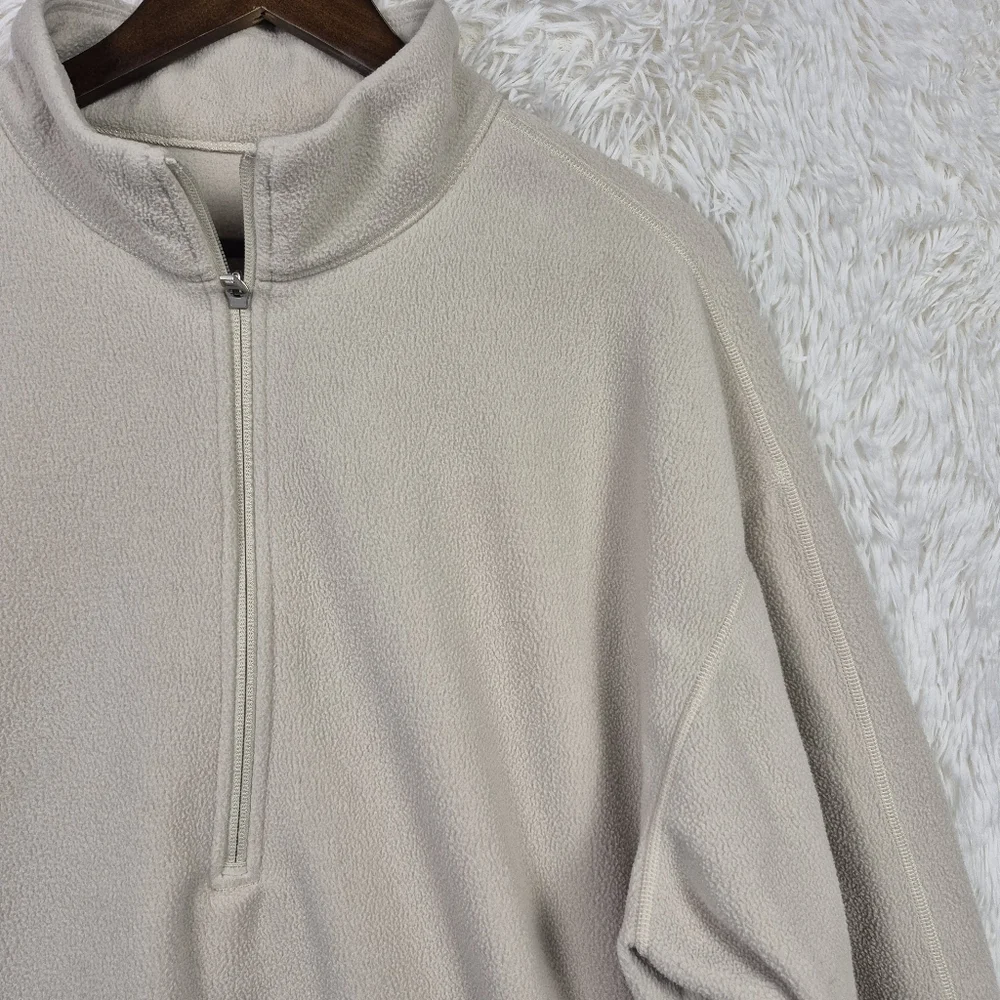 Lululemon Mens XL Cream Oversized-Fit Fleece Size Large Black 1/2 Zip LM3DTCS‎